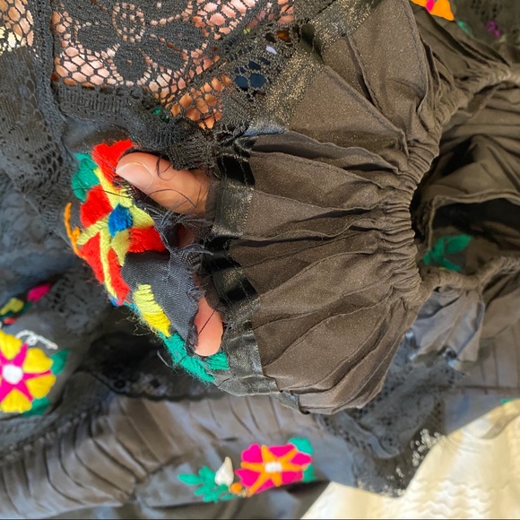 Mexican Off shoulder embroidered midi dress folk fiesta - Picture 9 of 9